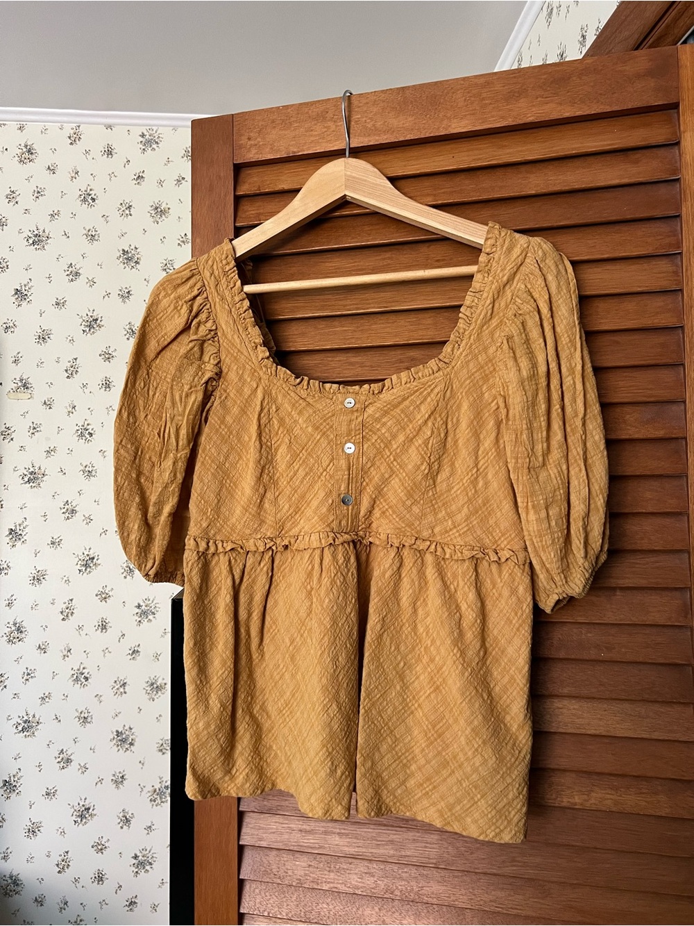 Women's Square Neck Puff Sleeve Peasant Blouse
